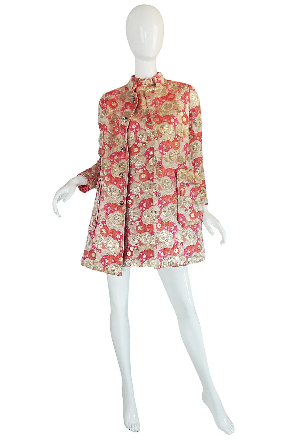 1960s Pink Metallic Pat Sandler Dress & Coat
