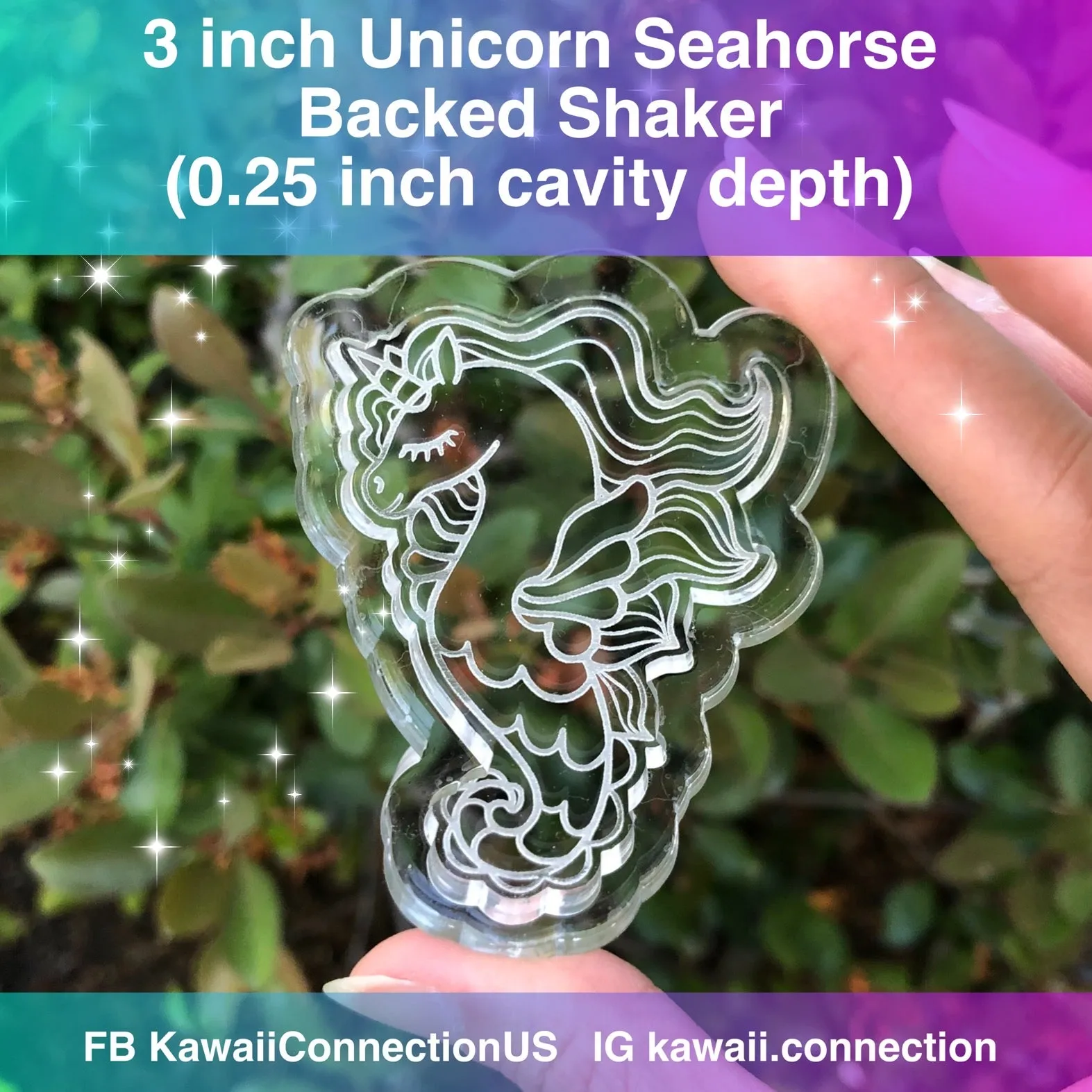 2 inch Unicorn Seahorse Magical Creature Backed Shaker Resin Silicone Mold