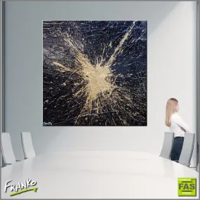 24 Carat Mint 120cm x 120cm Black and gold Abstract Painting (SOLD)