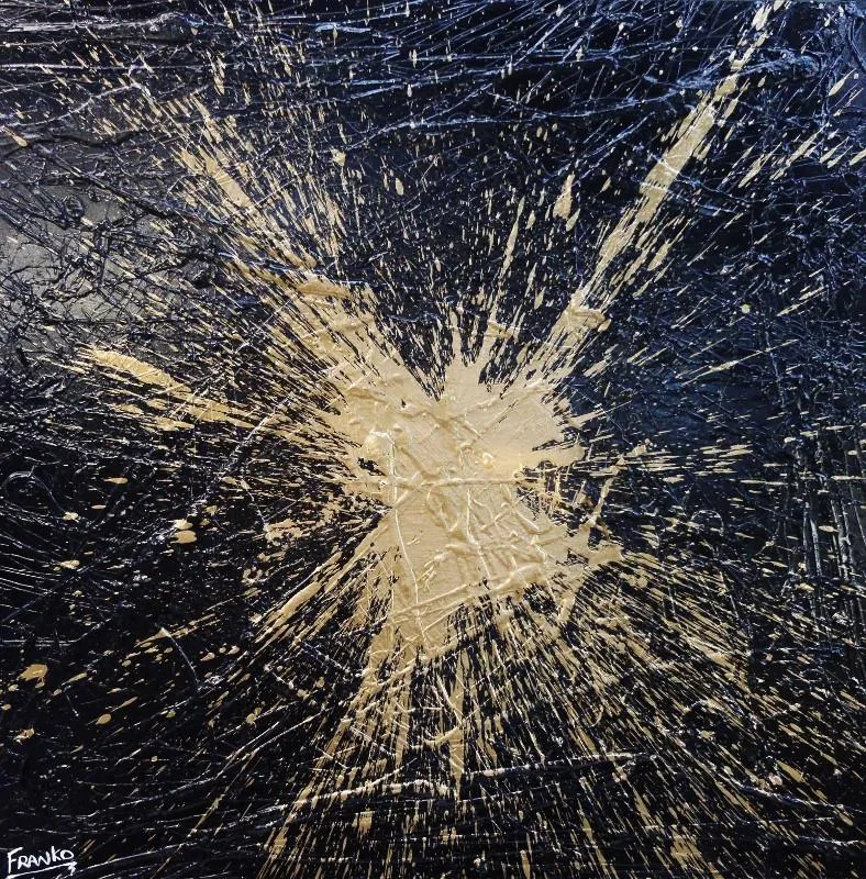 24 Carat Mint 120cm x 120cm Black and gold Abstract Painting (SOLD)