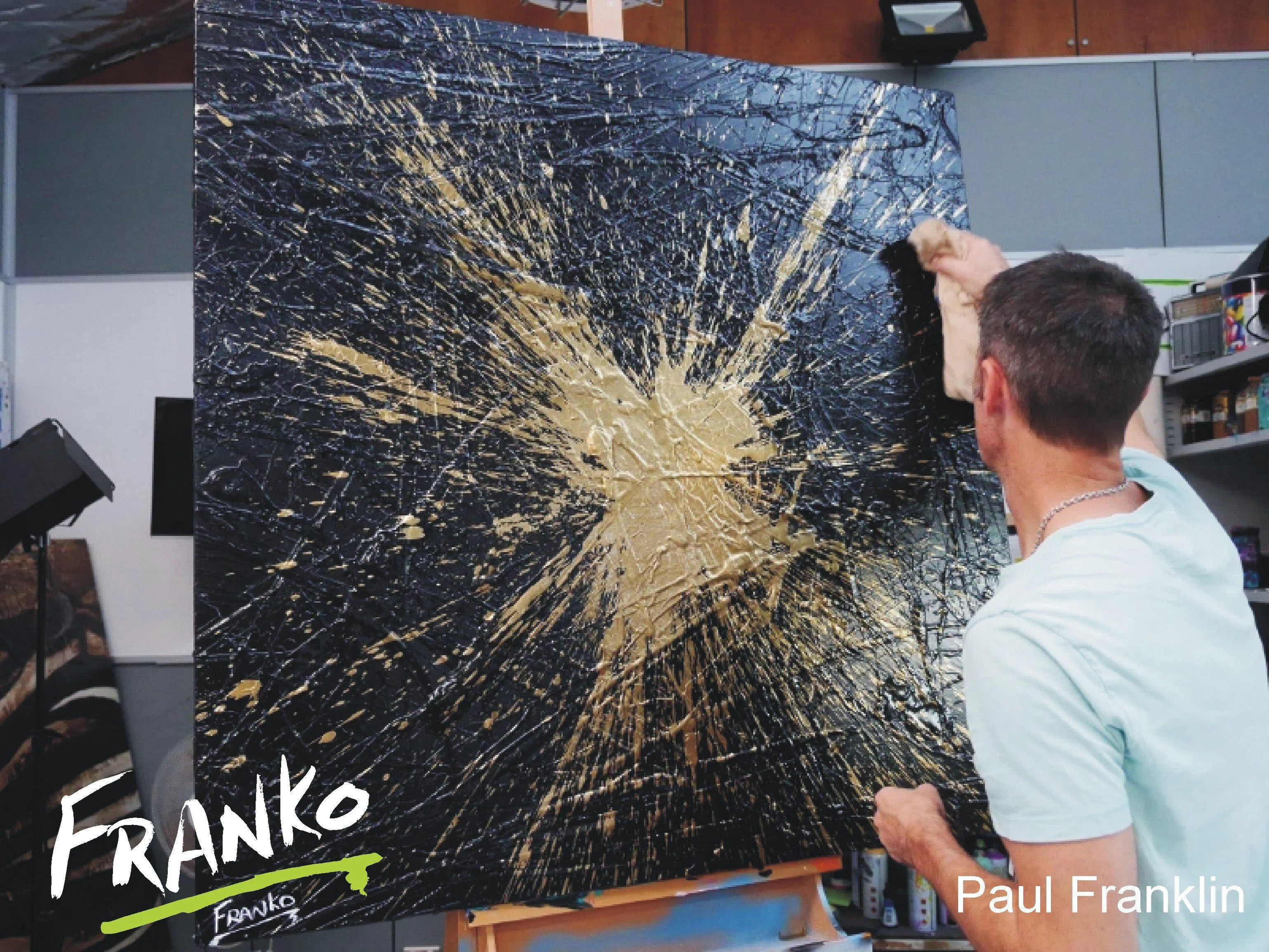 24 Carat Mint 120cm x 120cm Black and gold Abstract Painting (SOLD)