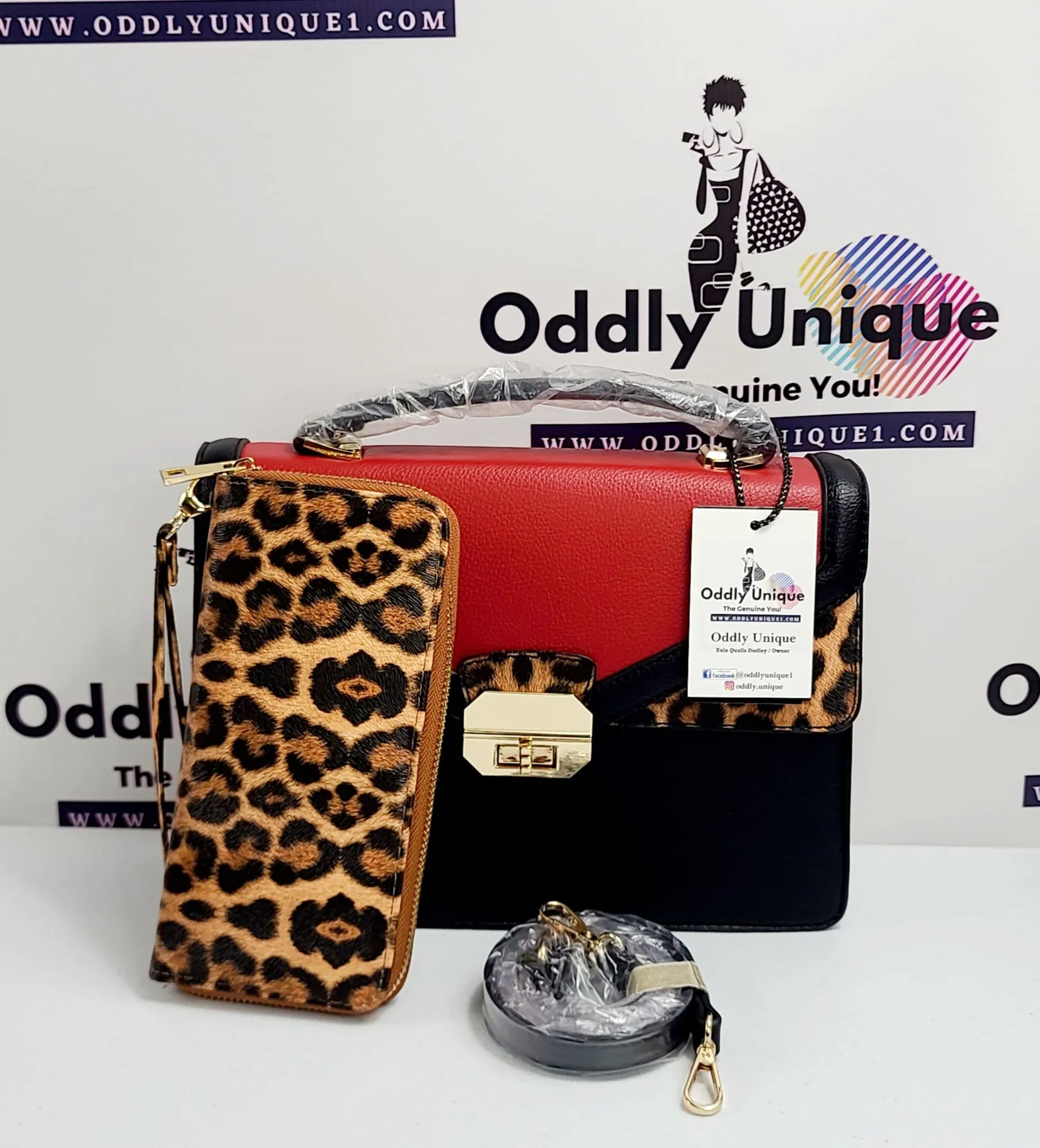 2in1 Leopard Two-Tone Handbag Set