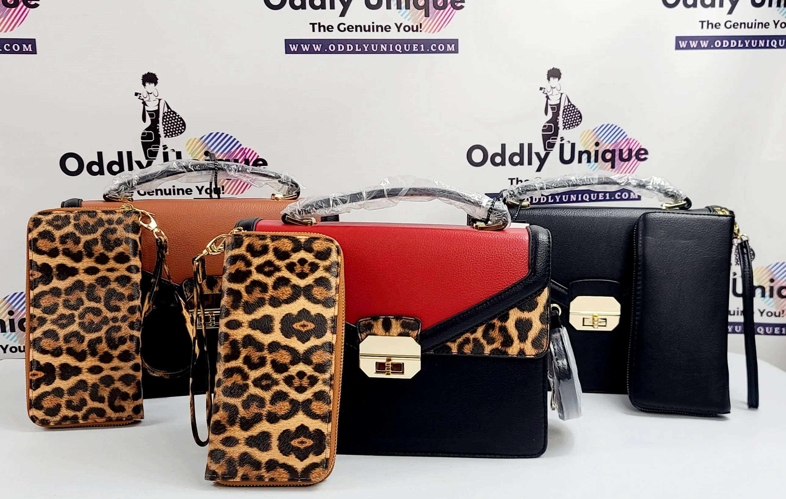 2in1 Leopard Two-Tone Handbag Set