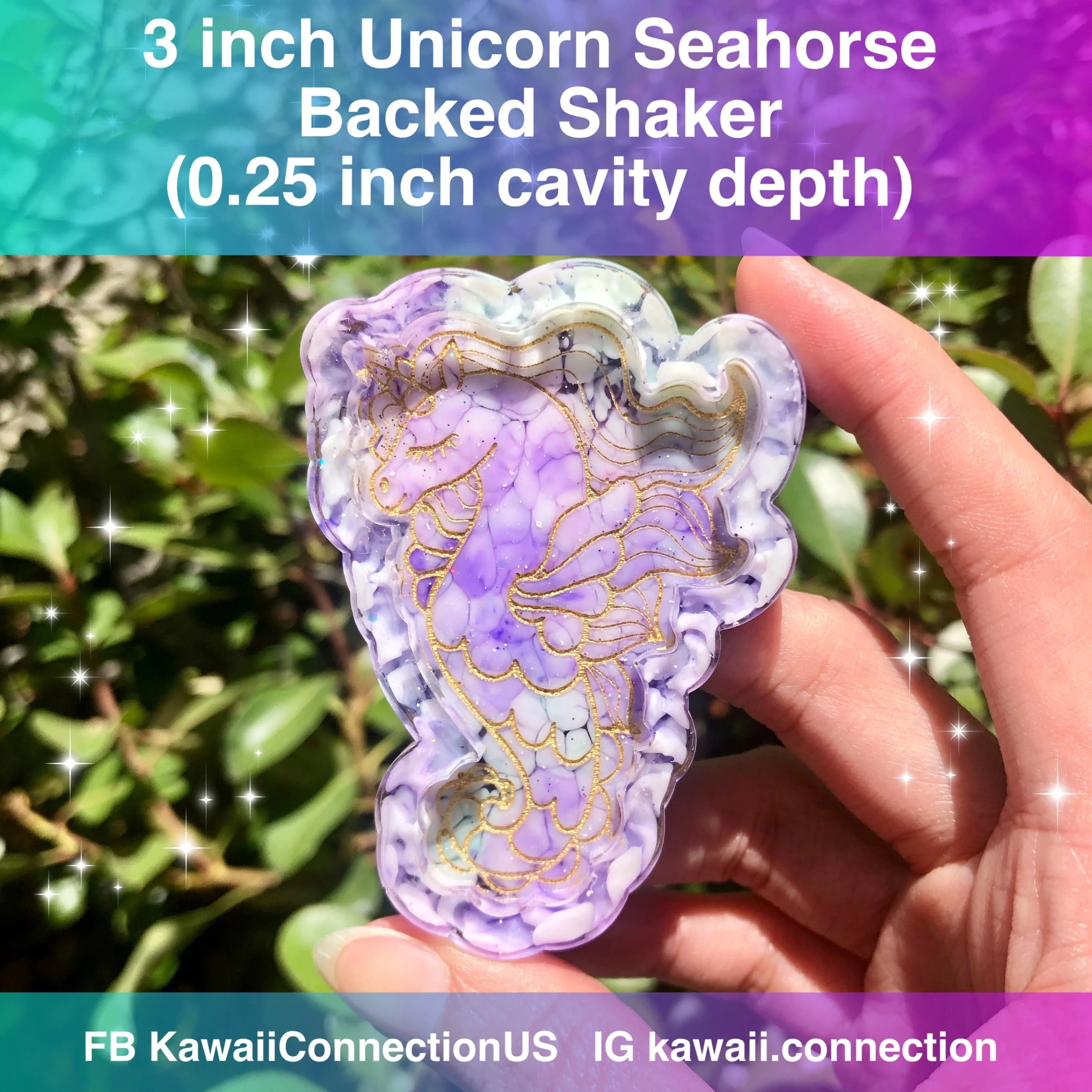 3 inch Unicorn Seahorse Magical Creature Backed Shaker Resin Silicone Mold