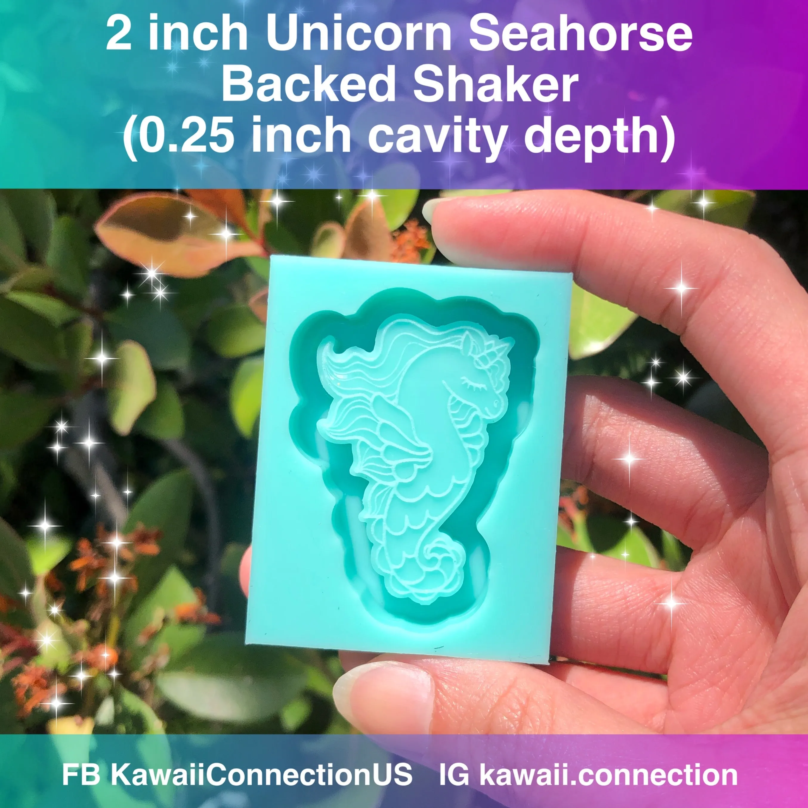 3 inch Unicorn Seahorse Magical Creature Backed Shaker Resin Silicone Mold