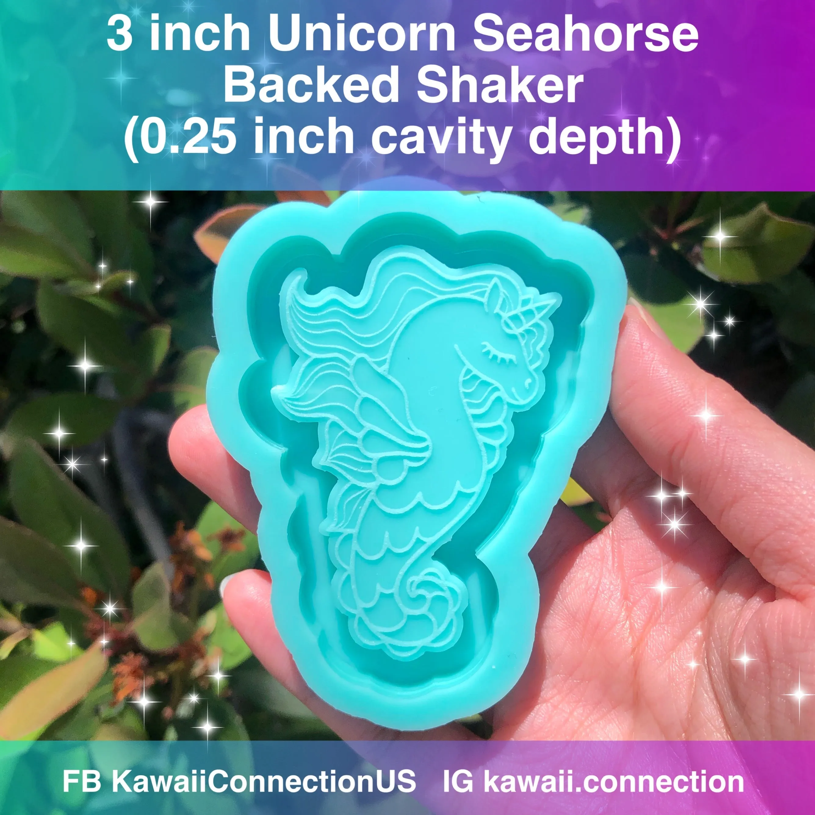 3 inch Unicorn Seahorse Magical Creature Backed Shaker Resin Silicone Mold