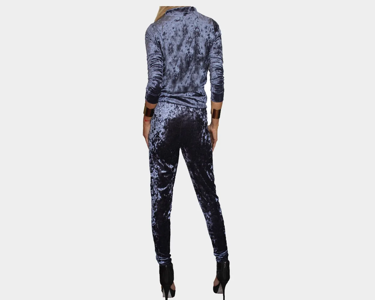 83 Deep Blue Indigo Velour Jog Suit - The Milano