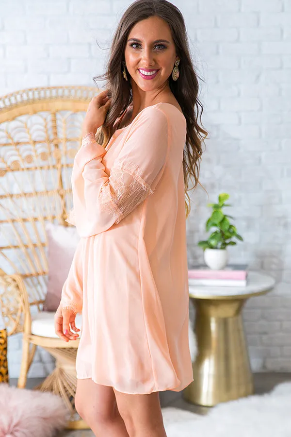 A Fairytale Ending Shift Dress in Peach