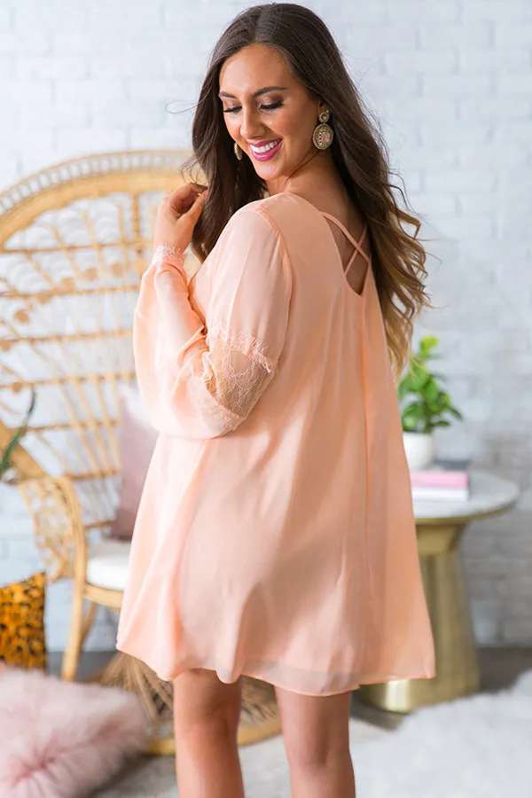 A Fairytale Ending Shift Dress in Peach
