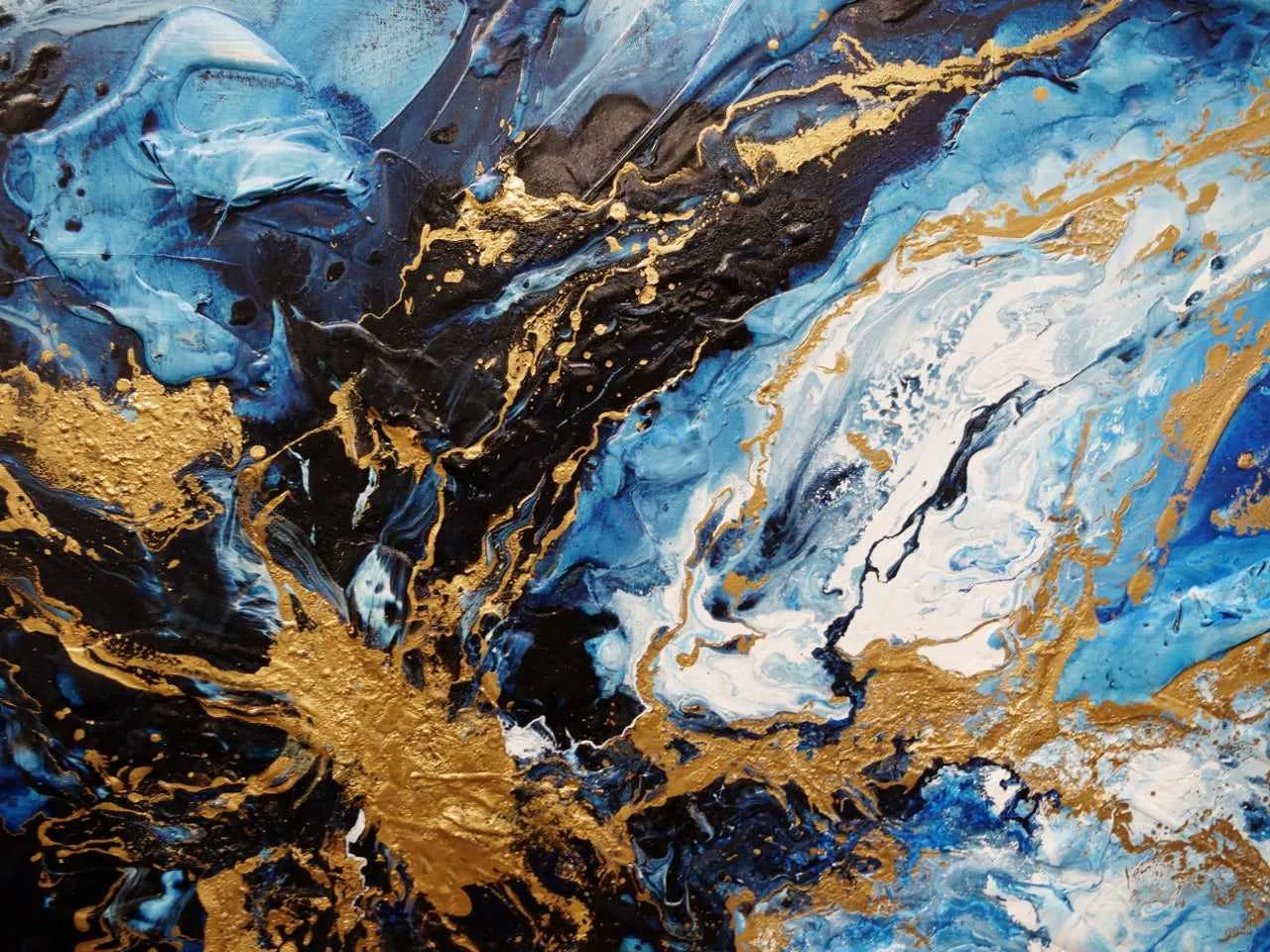 Admiralty Style 190cm x 100cm Blue White Gold Textured Abstract Painting (SOLD)