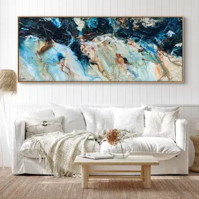 After Midnight 200cm x 80cm Blue Ochre Textured Abstract Painting