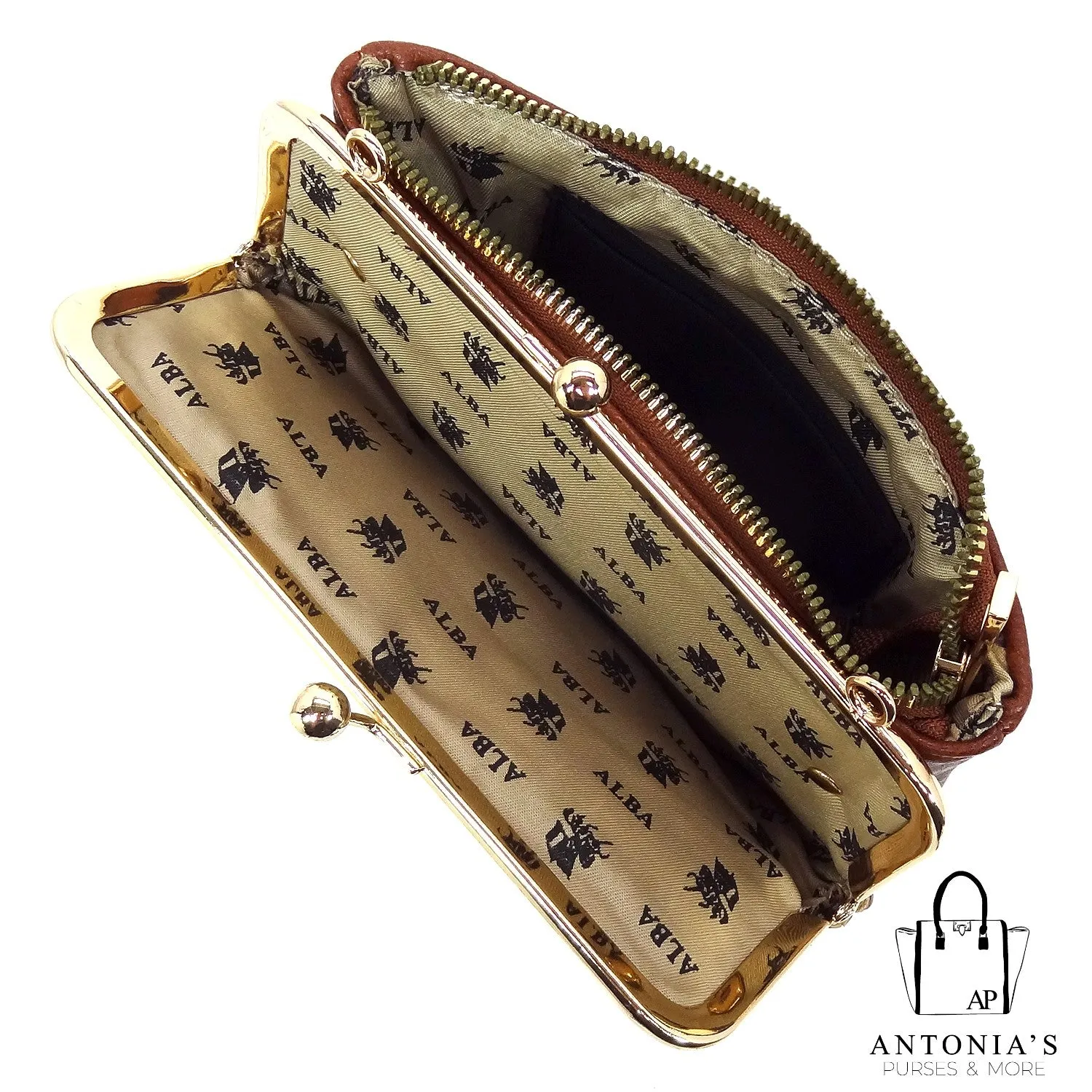ALBA Fashion Kiss Lock Crossbody Bag - Leopard & Black