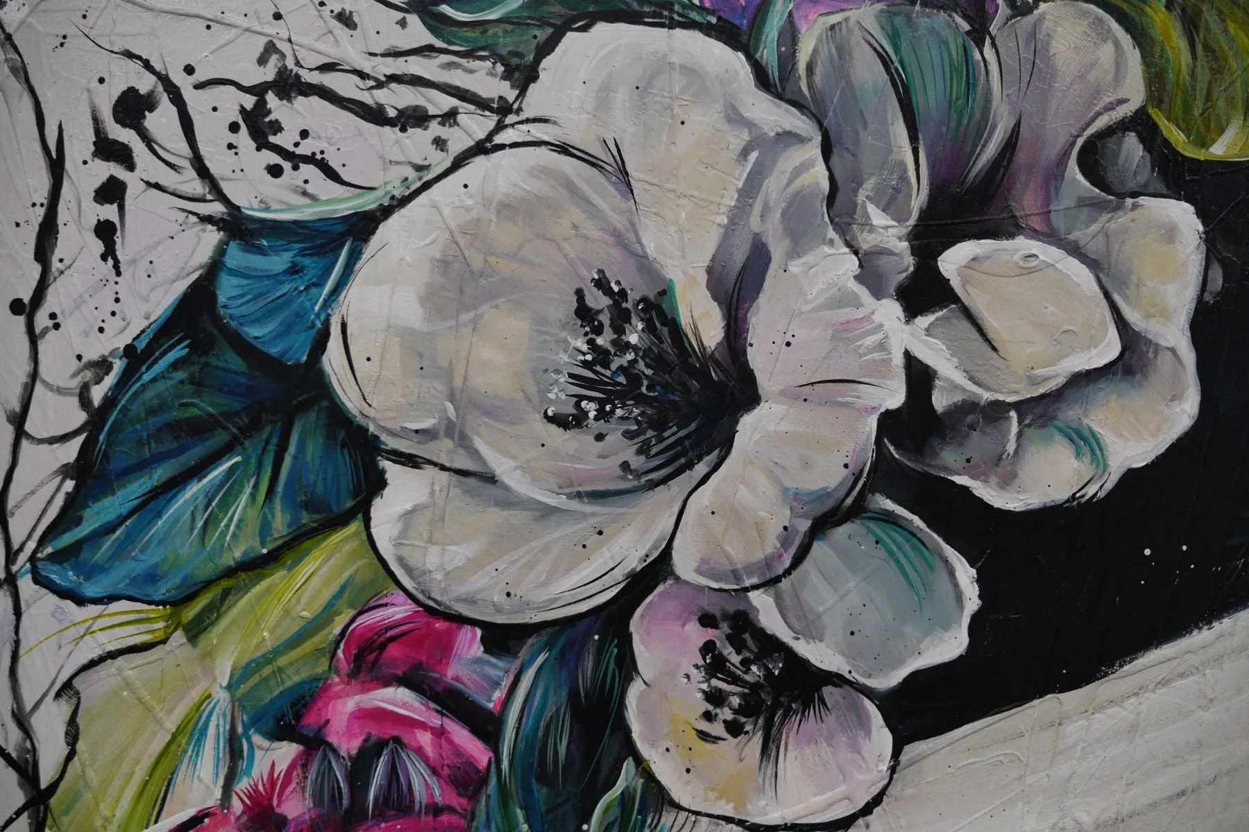 Alexis 120cm x 100cm Flower Hat Abstract Elegance Textured Painting (SOLD)