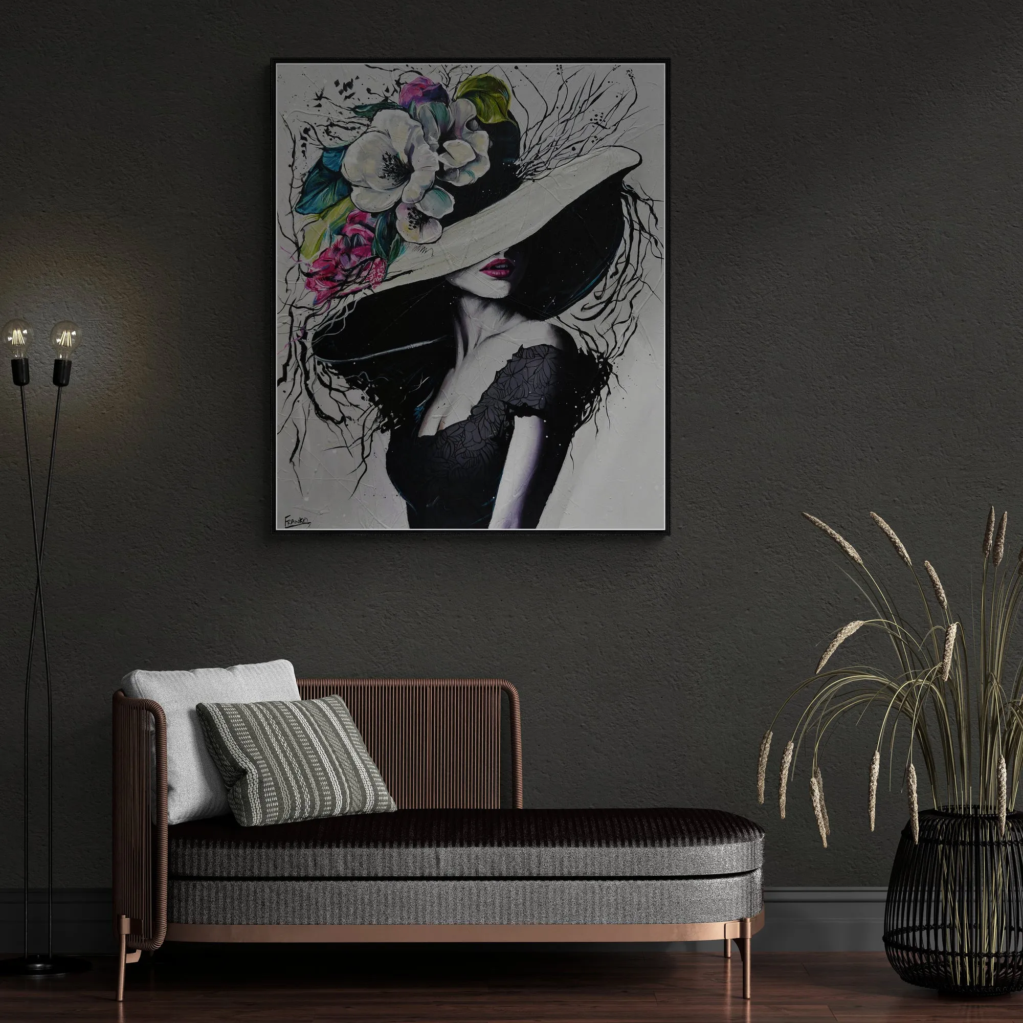 Alexis 120cm x 100cm Flower Hat Abstract Elegance Textured Painting (SOLD)