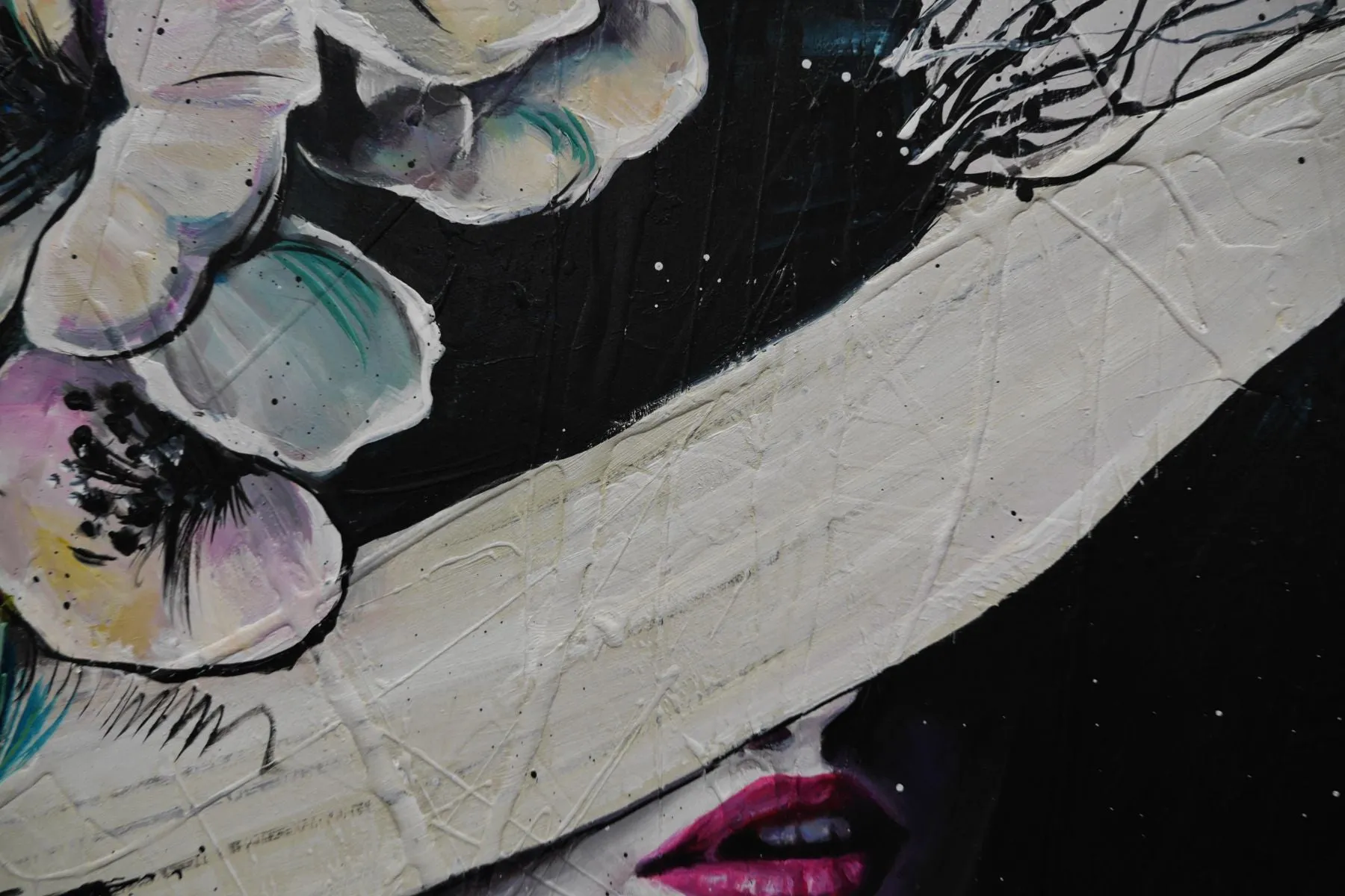 Alexis 120cm x 100cm Flower Hat Abstract Elegance Textured Painting (SOLD)