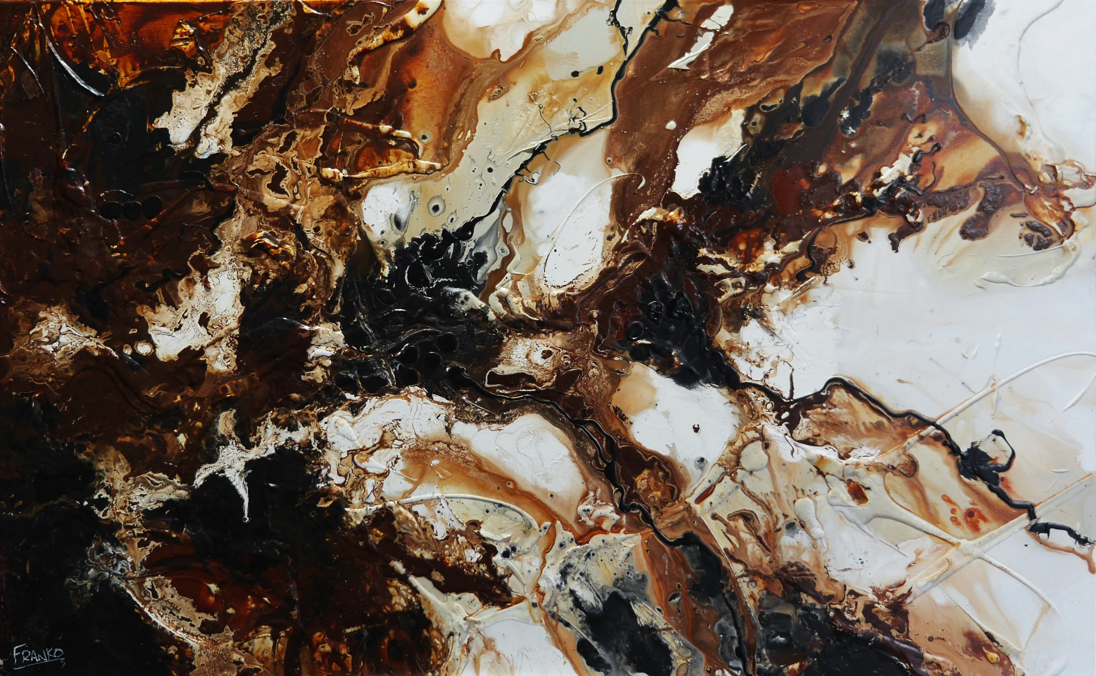 Almonds and Oxide 160cm x 100cm Rustic Textured Abstract Painting (SOLD)