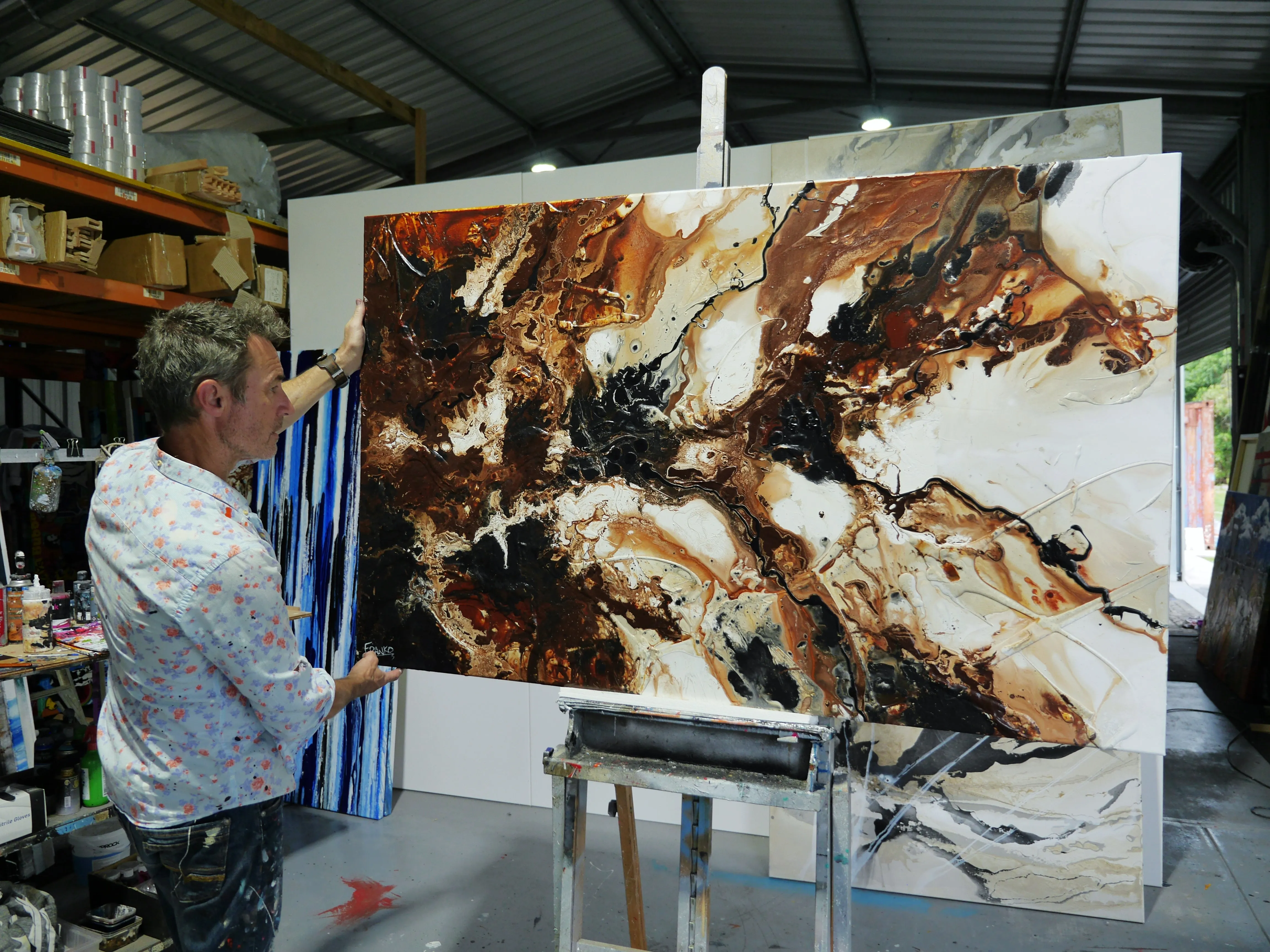 Almonds and Oxide 160cm x 100cm Rustic Textured Abstract Painting (SOLD)
