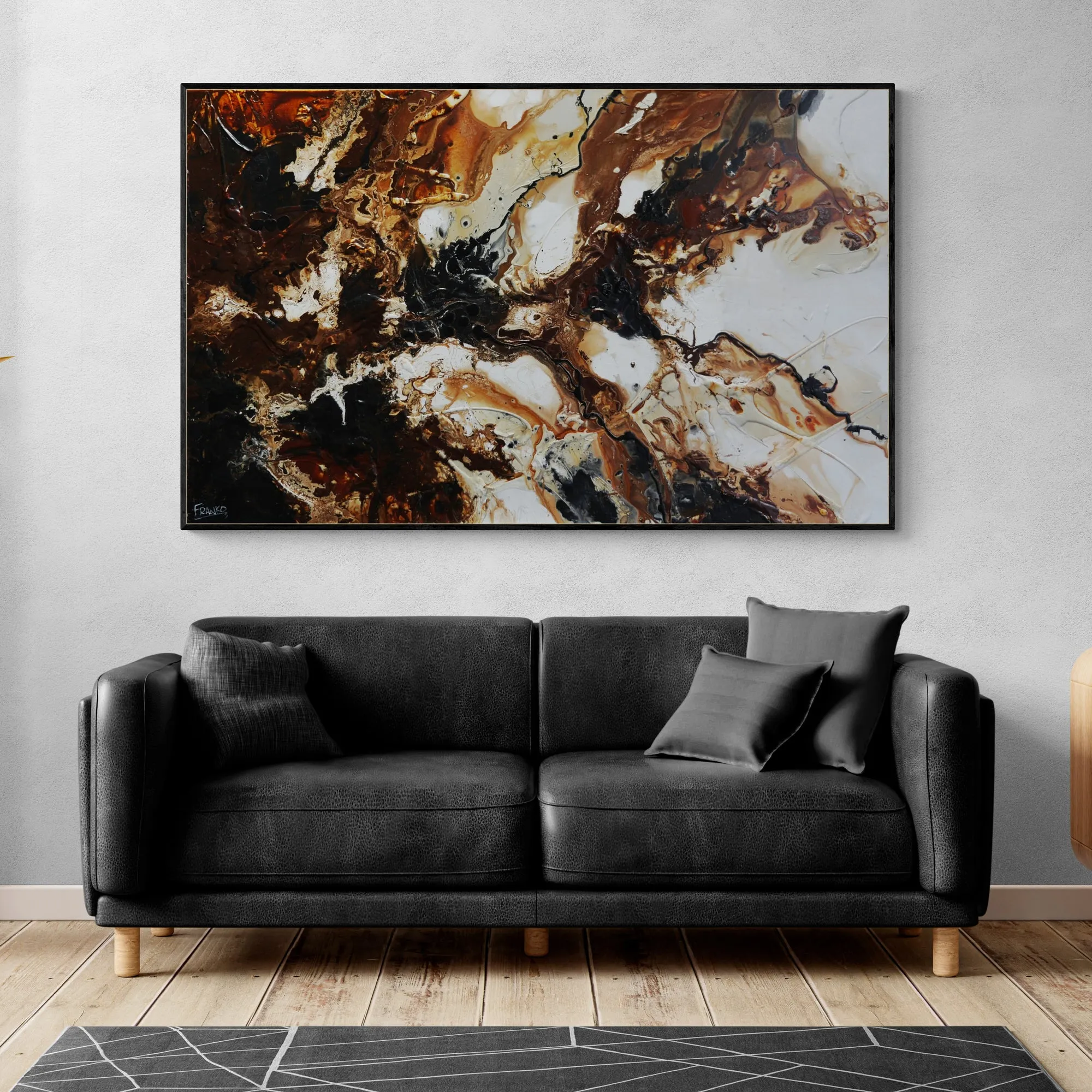 Almonds and Oxide 160cm x 100cm Rustic Textured Abstract Painting (SOLD)