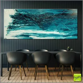 Alpine Fresh 200cm x 80cm Green White Textured Abstract Painting (SOLD)