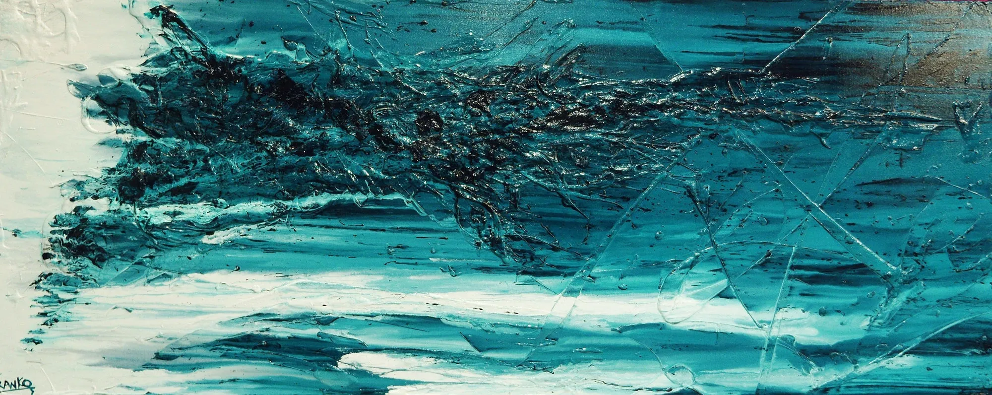 Alpine Fresh 200cm x 80cm Green White Textured Abstract Painting (SOLD)