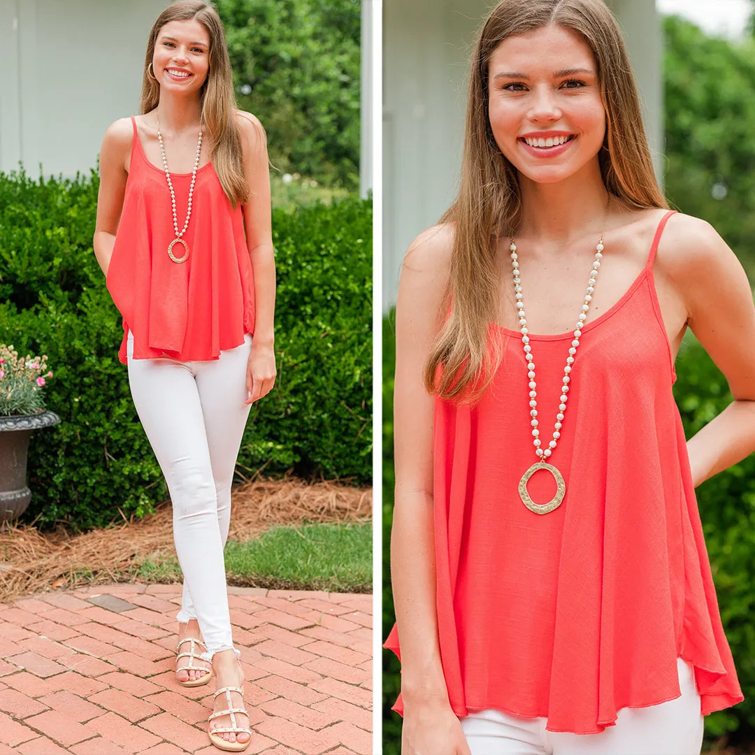 Always In Love Tomato Red Linen Tank