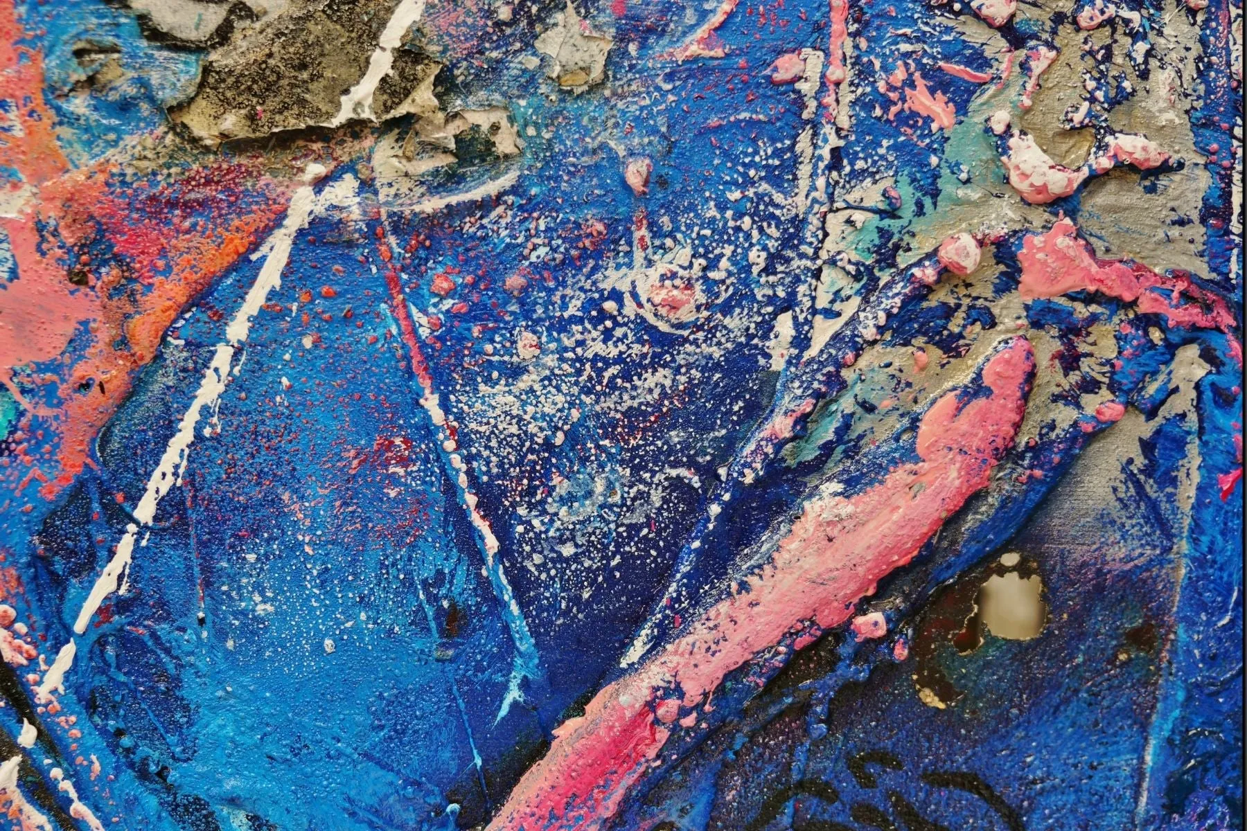 Always Kissing Blue 200cm x 80cm Always Kiss Me Goodnight Textured Urban Pop Art Painting (SOLD)