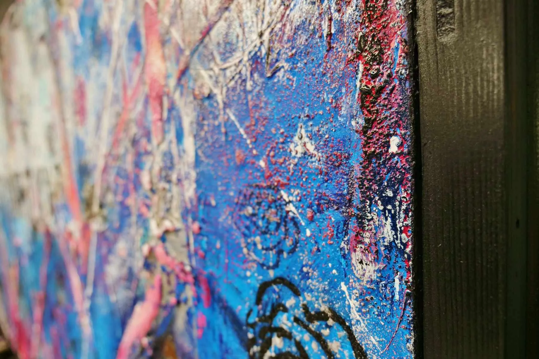 Always Kissing Blue 200cm x 80cm Always Kiss Me Goodnight Textured Urban Pop Art Painting (SOLD)