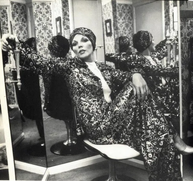 Amazing 1975 Thea Porter Printed Burnt Gold & Black Silk Velvet Caftan Dress