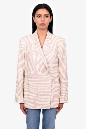 Anine Bing Beige/Cream Zebra Linen Blazer Size S