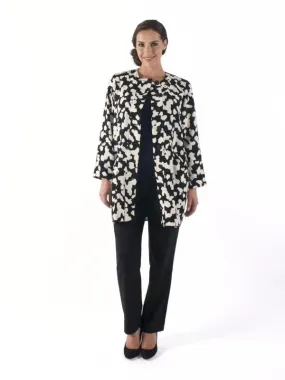 Black & Ivory Abstract Print Coat