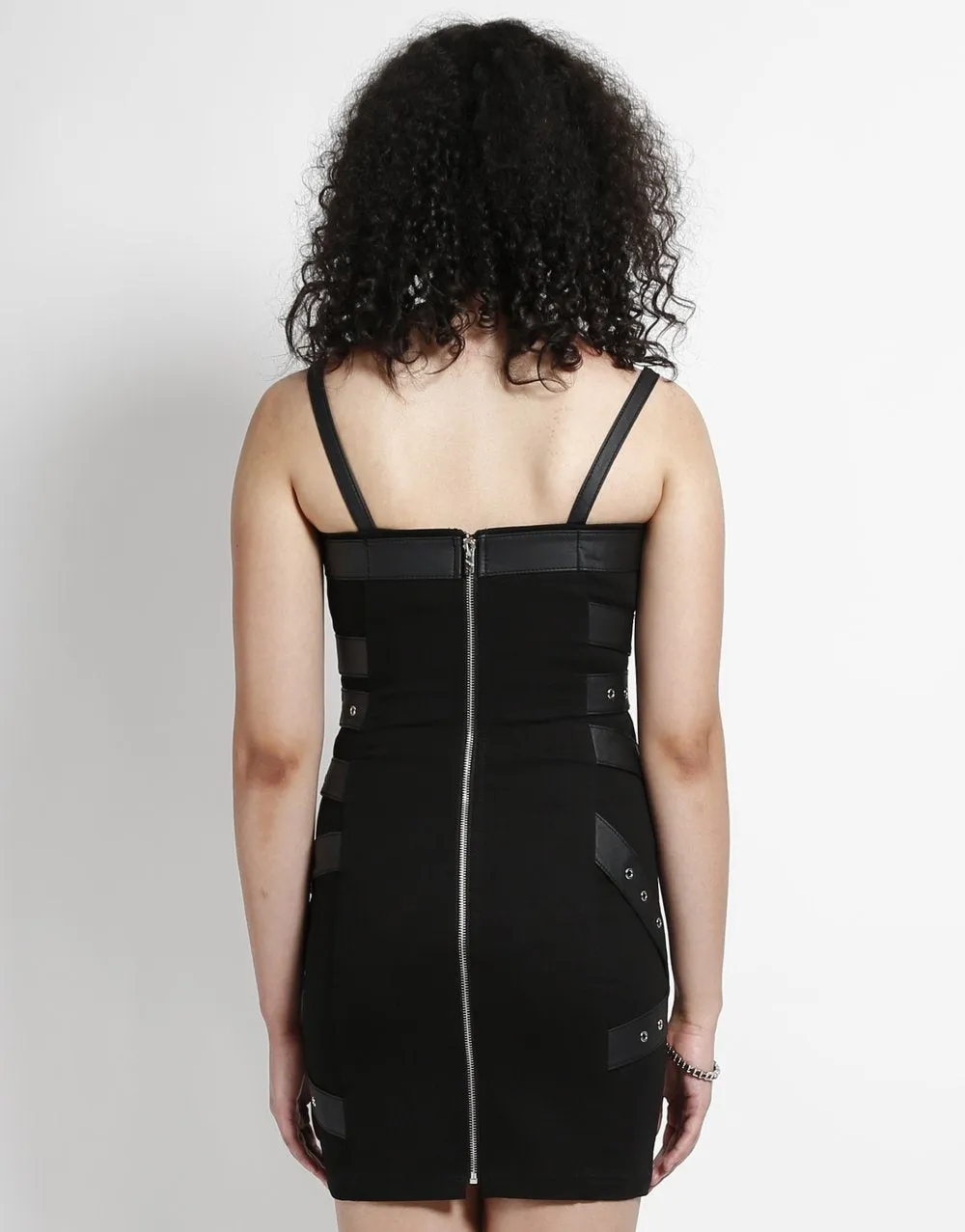 Black Belted Vegan Leather Bondage Dress