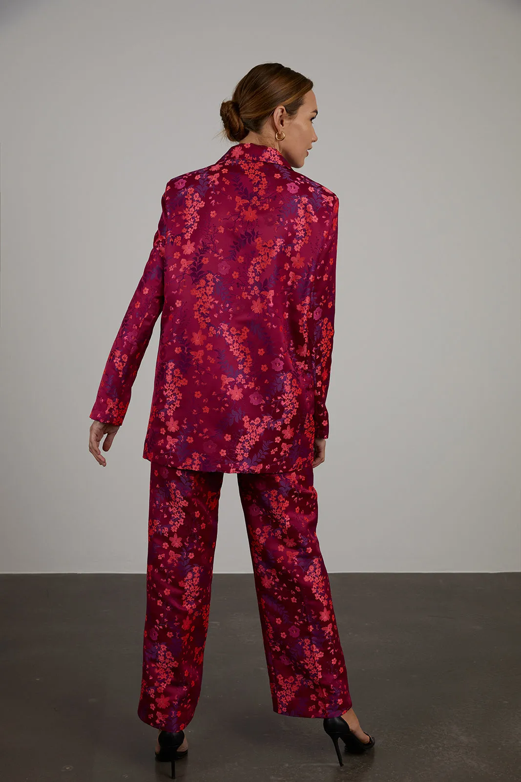 BLAZER FÚCSIA JACQUARD OVERSIZED ESTAMPADO FLORAL