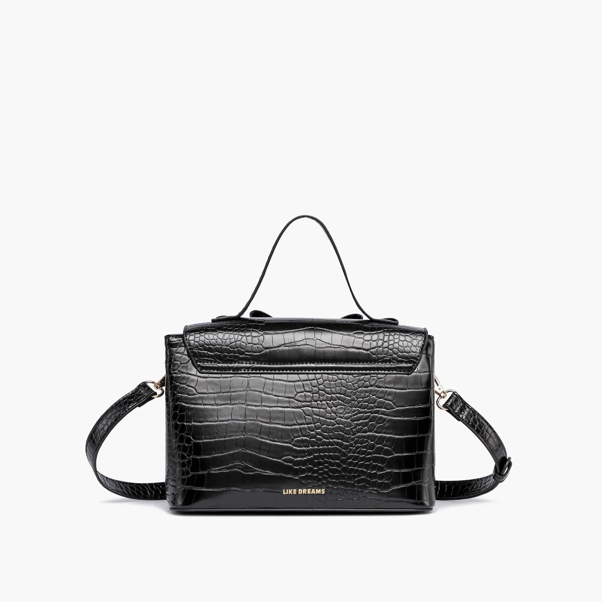 Celia Double Bowtie Vegan Embossed Crossbody Bag