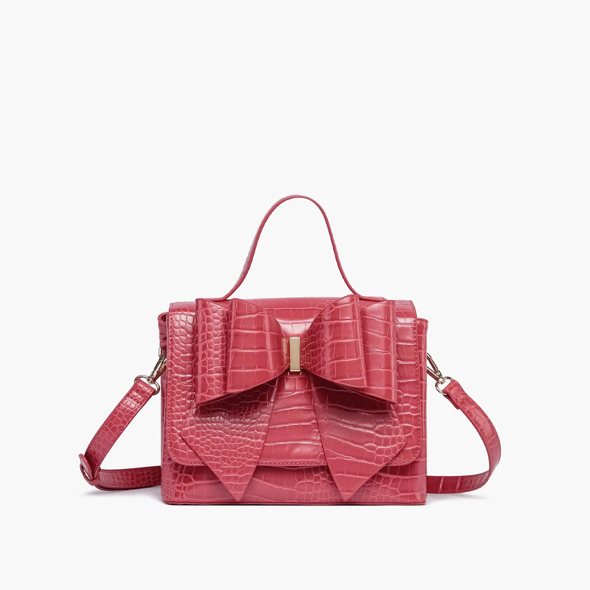 Celia Double Bowtie Vegan Embossed Crossbody Bag