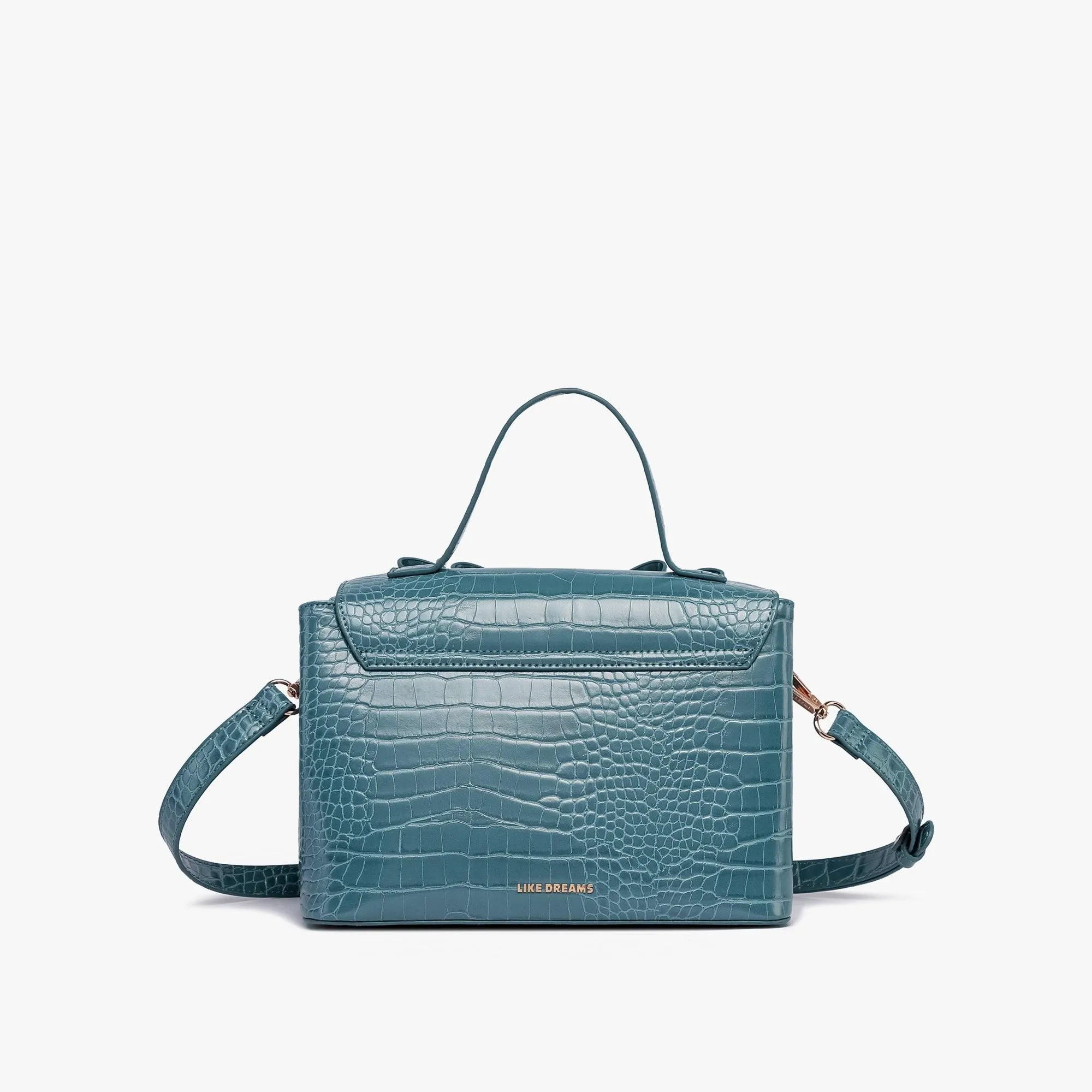 Celia Double Bowtie Vegan Embossed Crossbody Bag