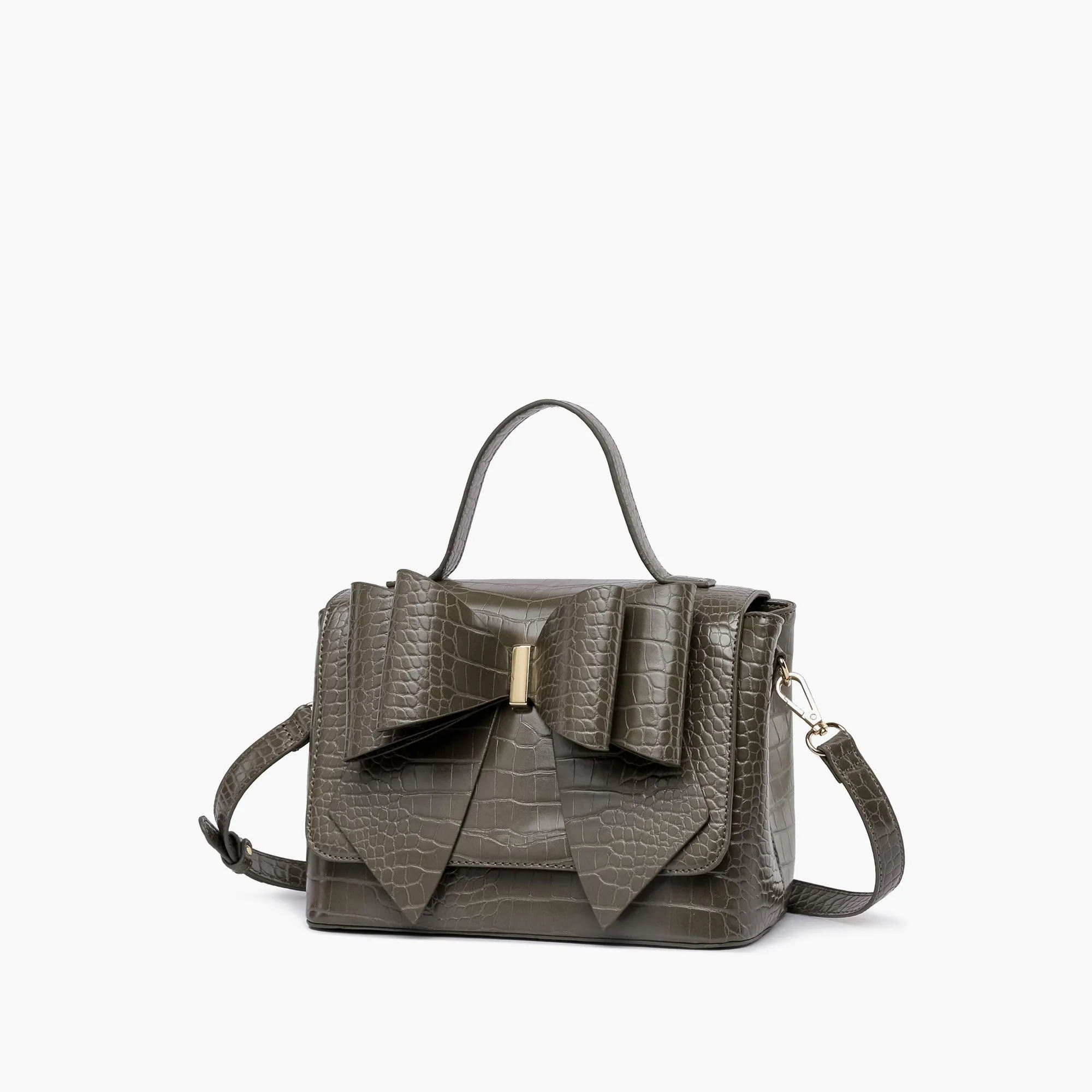 Celia Double Bowtie Vegan Embossed Crossbody Bag