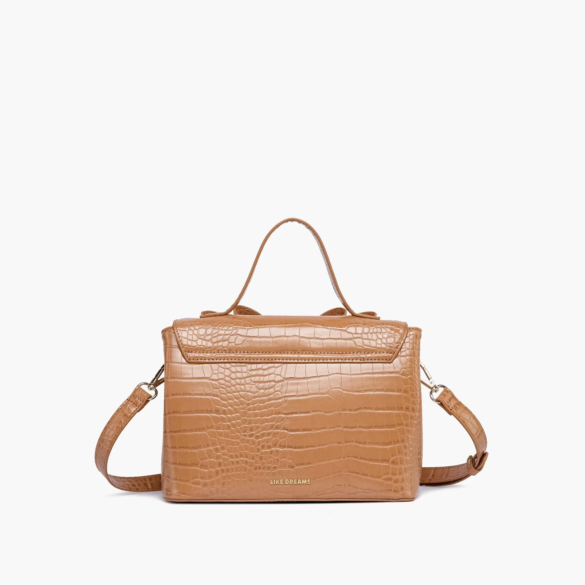 Celia Double Bowtie Vegan Embossed Crossbody Bag