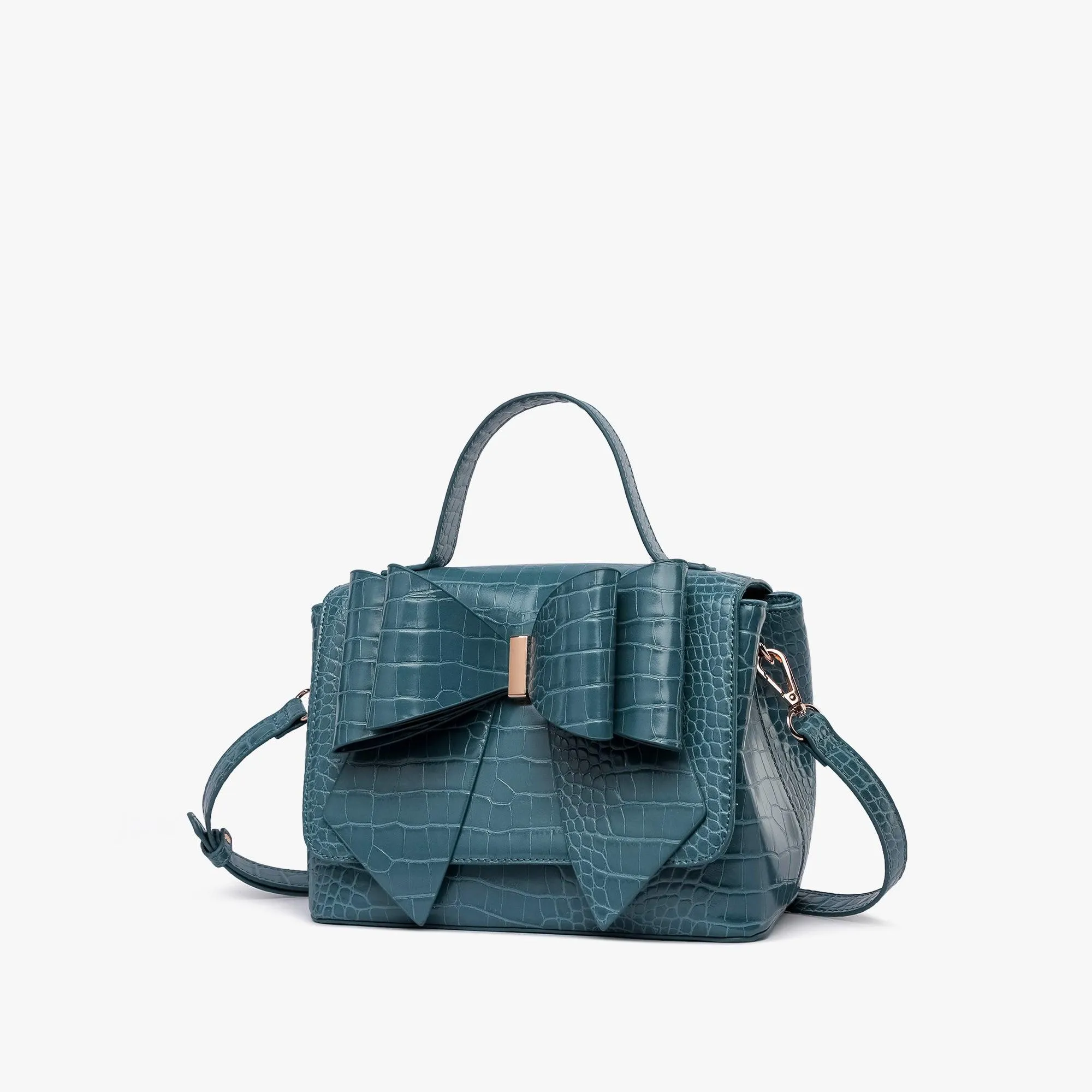 Celia Double Bowtie Vegan Embossed Crossbody Bag