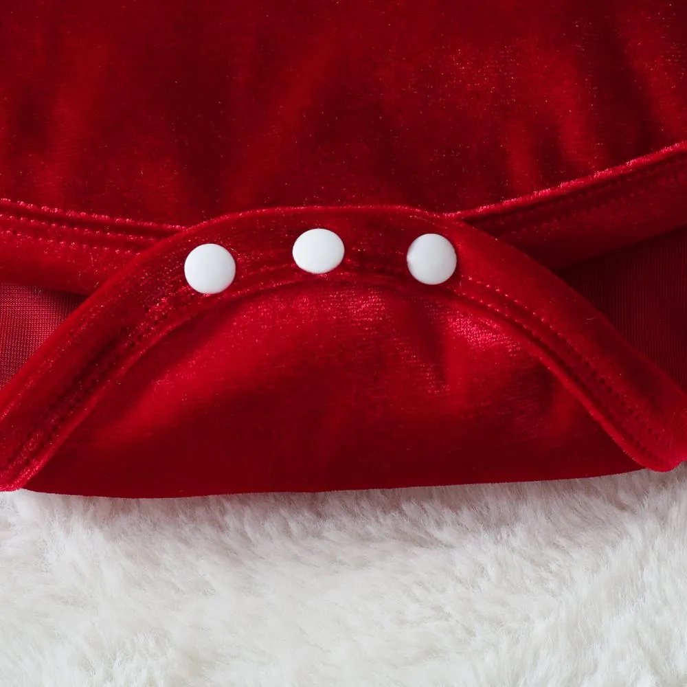 Christmas Girls Red Top Belt Leather Skirt Set Wholesale Girls Clothes