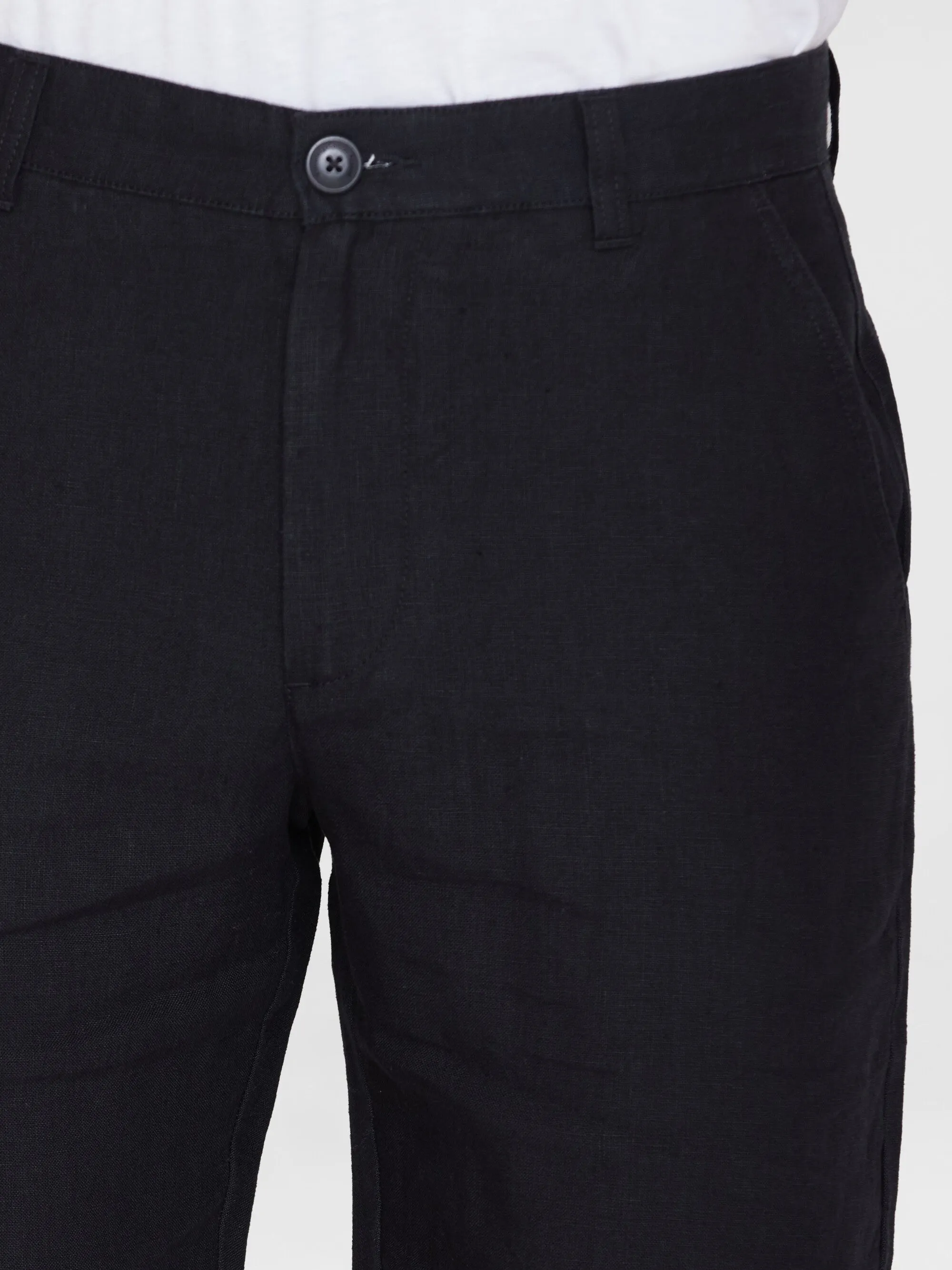 CHUCK regular linen shorts - GOTS/Vegan - Black Jet