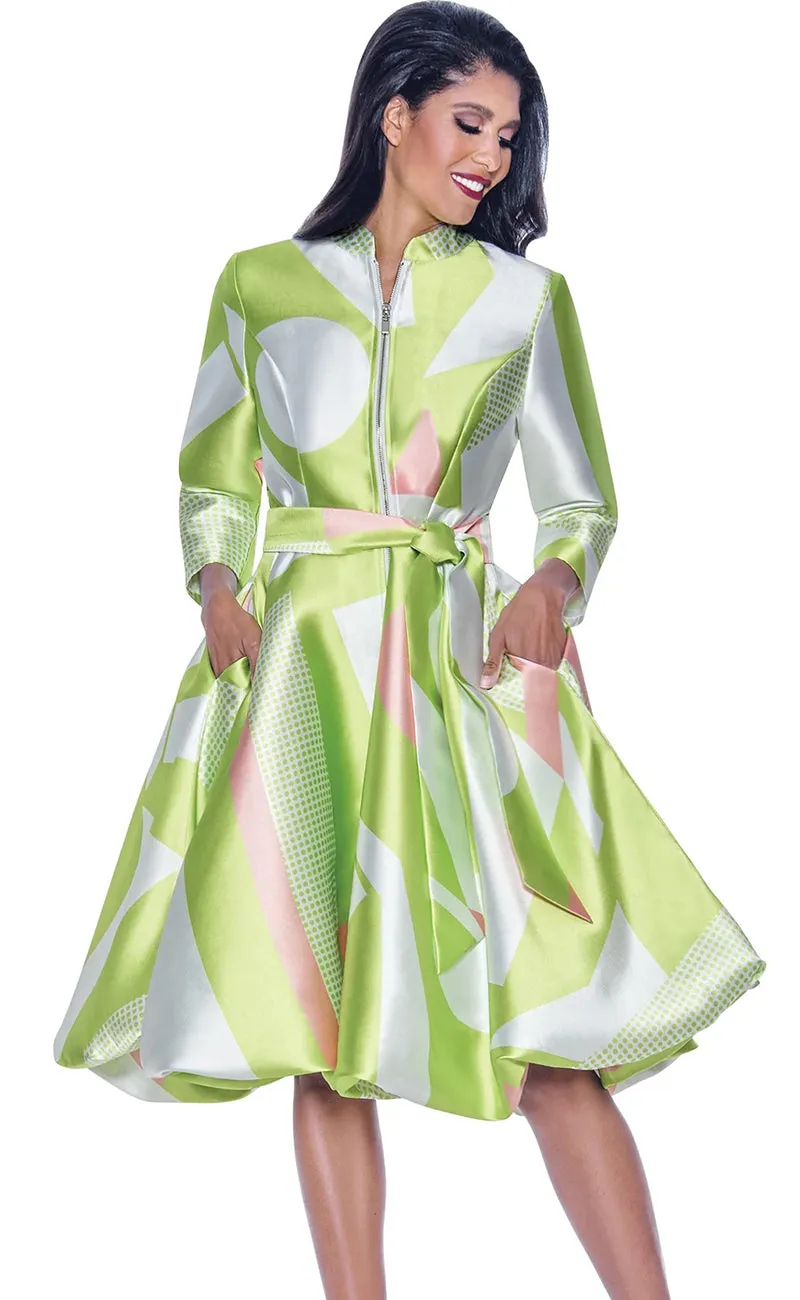 Church Dress By Nubiano 12251C-Pink/Lime