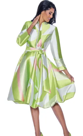 Church Dress By Nubiano 12251C-Pink/Lime