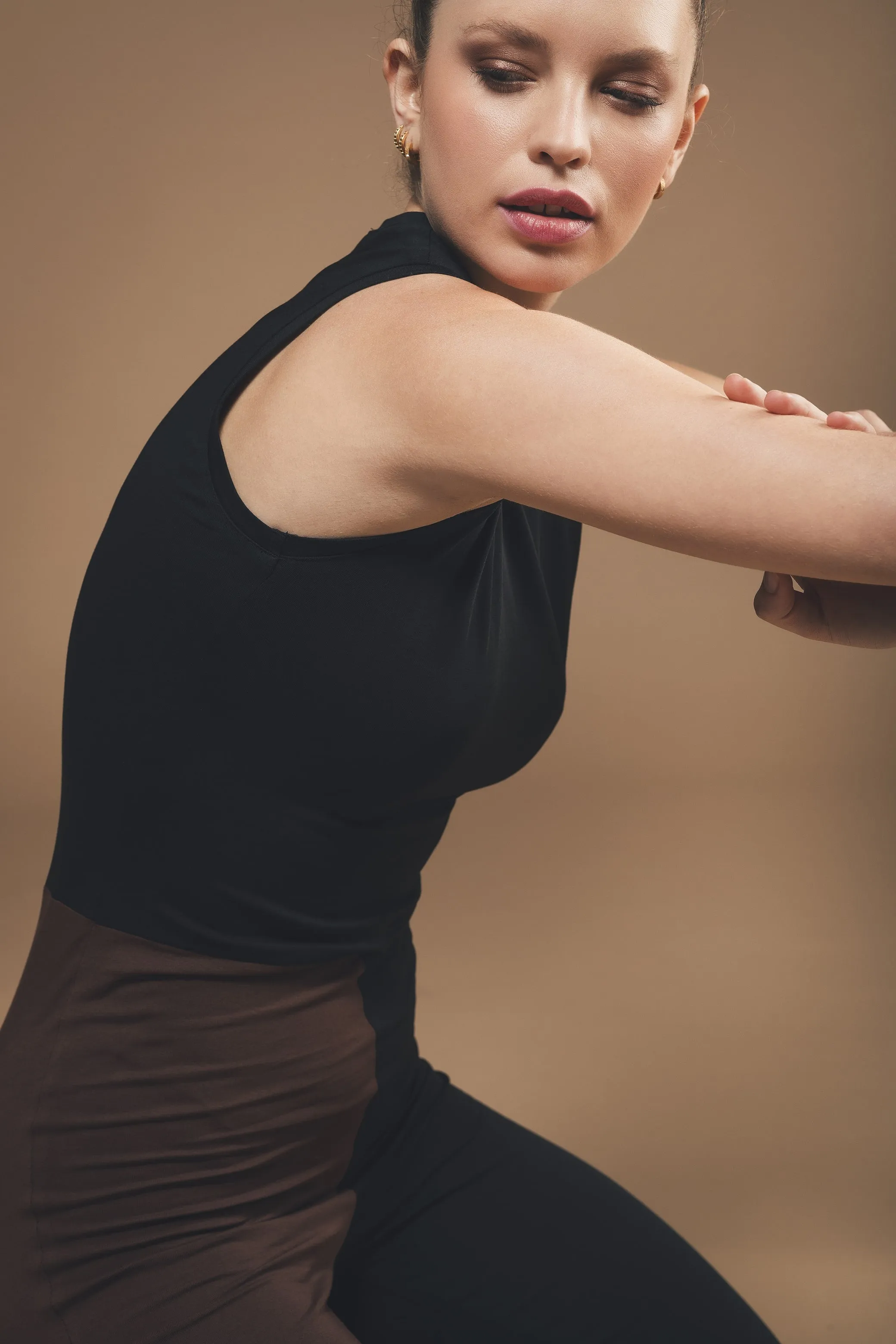 Cycling Short Jumpsuit in Black and Brown
