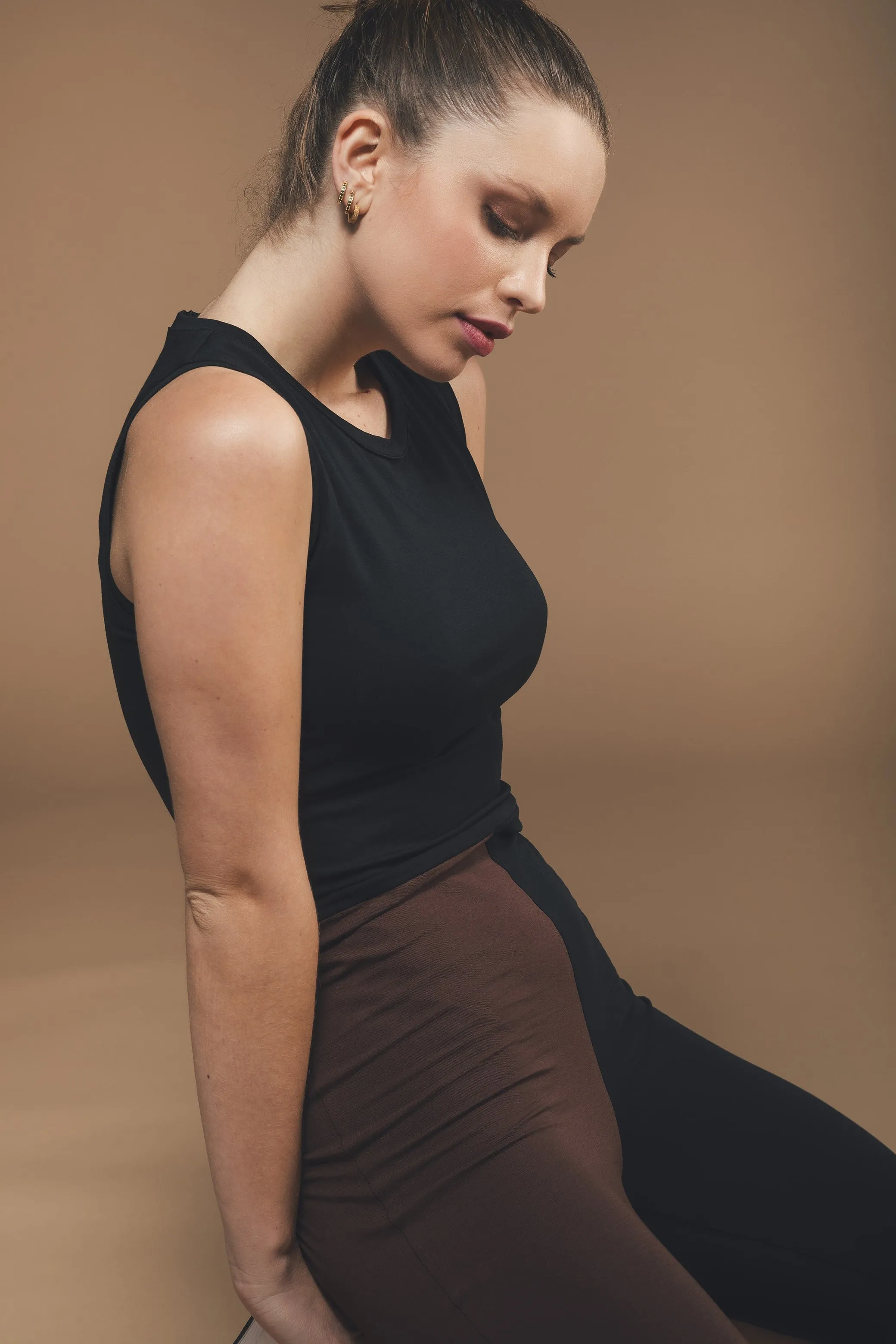 Cycling Short Jumpsuit in Black and Brown