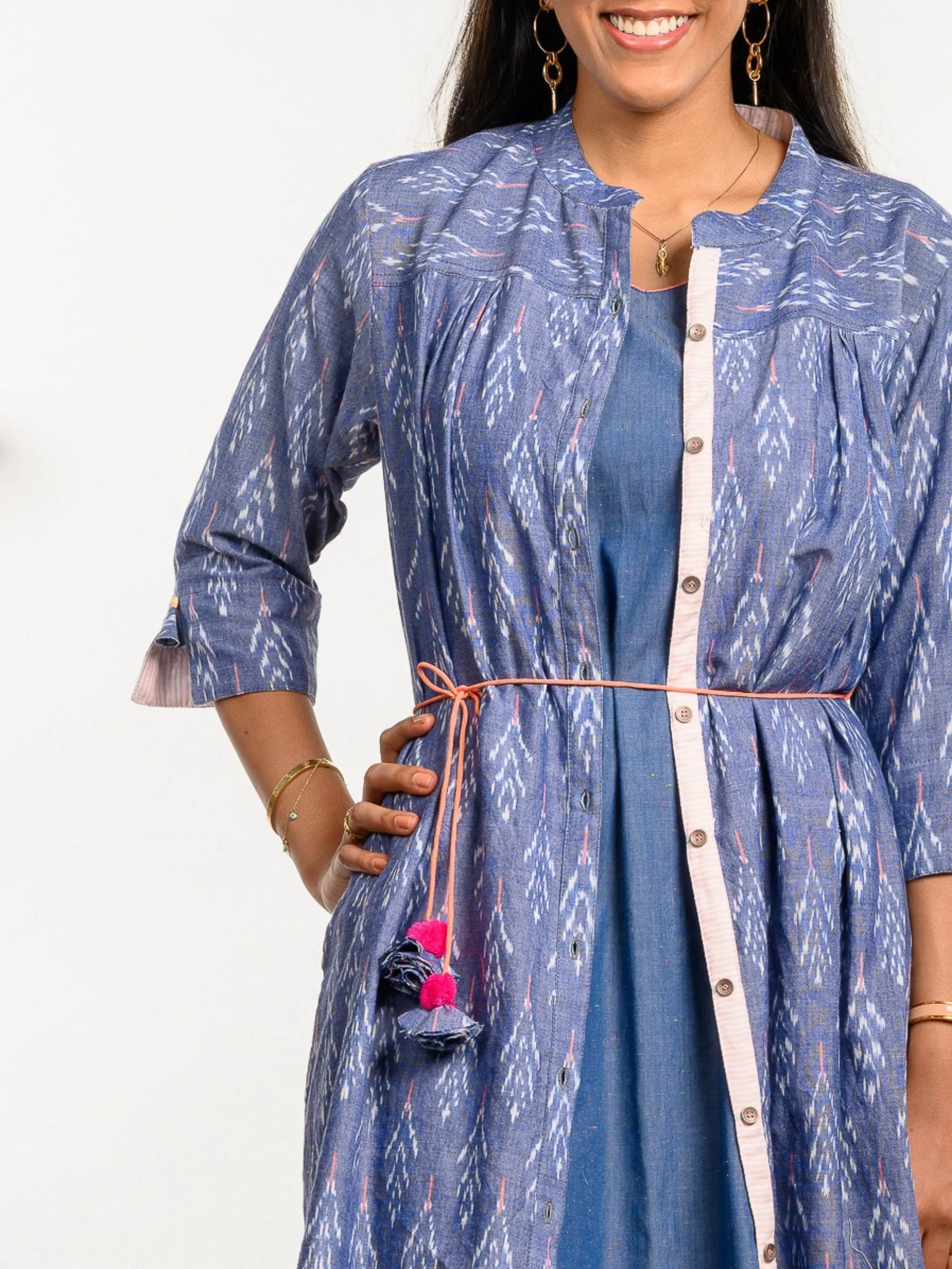 'Dove' Handwoven Ikat Pure Cotton Dress
