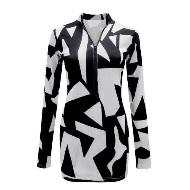 DressBetty - Sexy Skinny Long Sleeve Slim Deep V Neck Zipper Tight Party