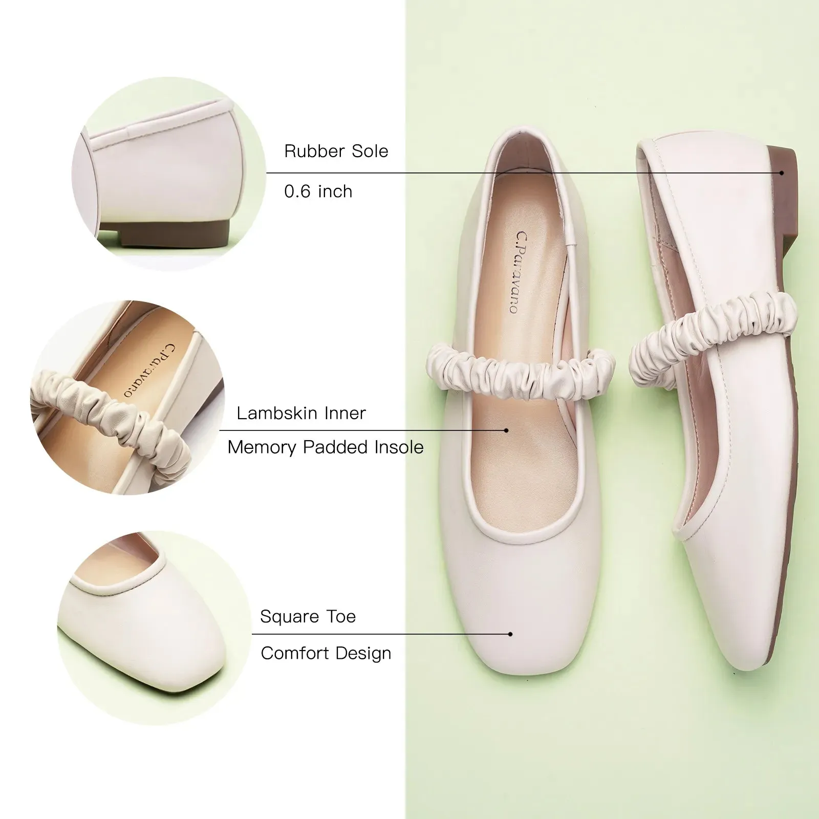 Elastic Strap Mary Jane (Clara) Matte White