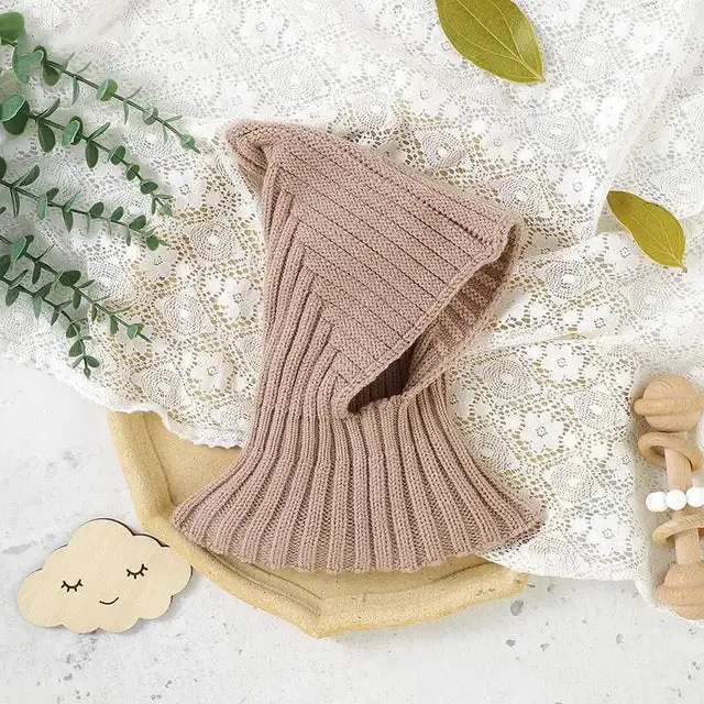 Fall Winter Newborn Baby Knitting Warm Scarf Cap Boy Girl Infant Solid Fashion Pullover Hat Kid Windproof Earmuffs Caps