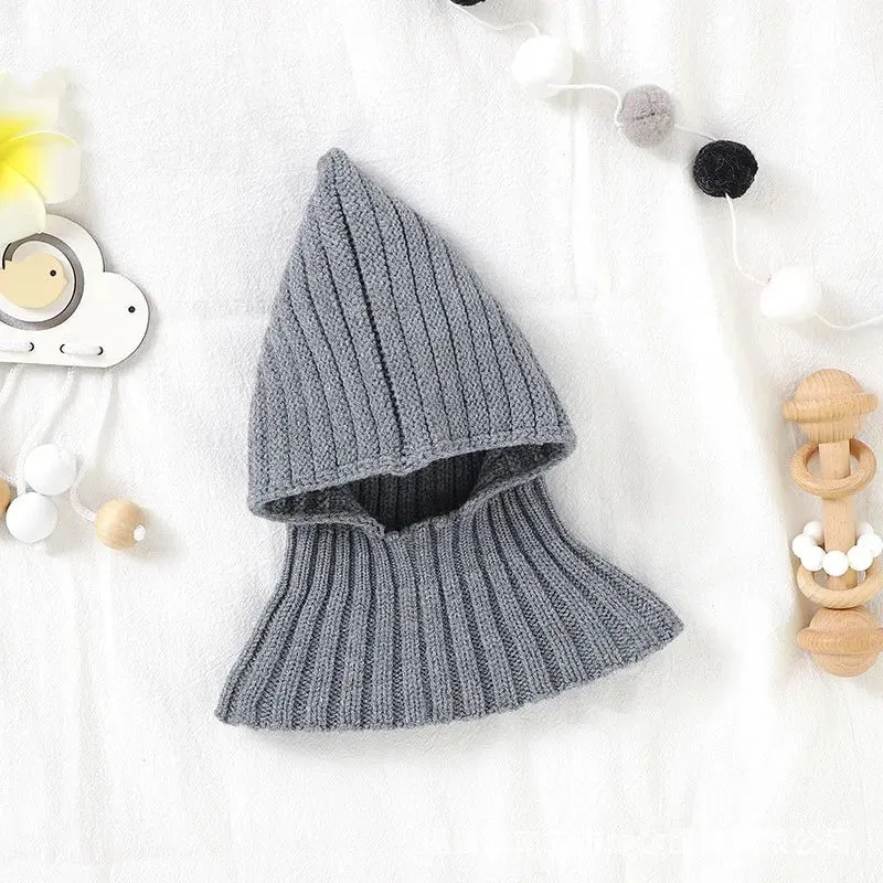 Fall Winter Newborn Baby Knitting Warm Scarf Cap Boy Girl Infant Solid Fashion Pullover Hat Kid Windproof Earmuffs Caps