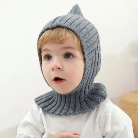 Fall Winter Newborn Baby Knitting Warm Scarf Cap Boy Girl Infant Solid Fashion Pullover Hat Kid Windproof Earmuffs Caps